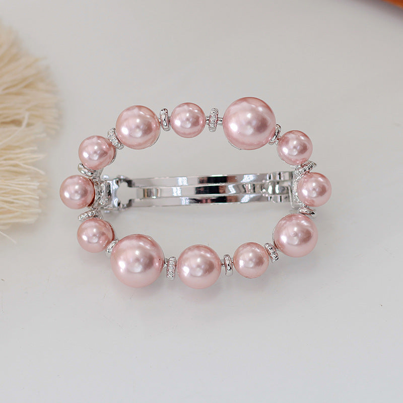 Wholesale Pearl Hollow Alloy Spring Clip with Diamond